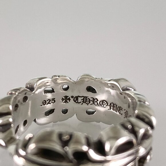 CHROME HEARTS Double Floral Cross Heart Silver Ring - Picture 10 of 14
